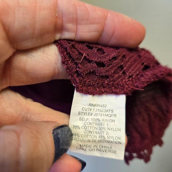 Vintage Y2K Eyeshadow Burgundy Lace Sleeveless Top Fairy Whismigoth - Picture 5 of 8